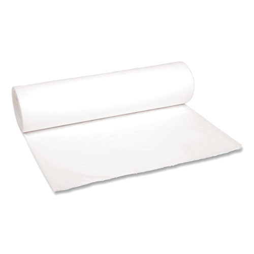 Image of Boardwalk® Low-Density Waste Can Liners, 56 gal, 0.6 mil, 43" x 47", White, Perforated Roll, 25 Bags/Roll, 4 Rolls/Carton