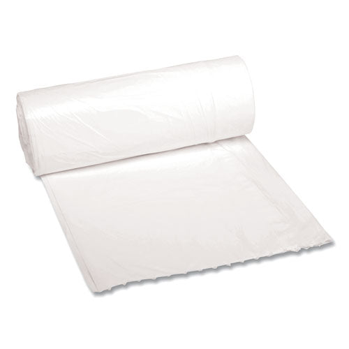 Image of Boardwalk® Low-Density Waste Can Liners, 10 gal, 0.4 mil, 24" x 23", White, Perforated Roll, 25 Bags/Roll, 20 Rolls/Carton