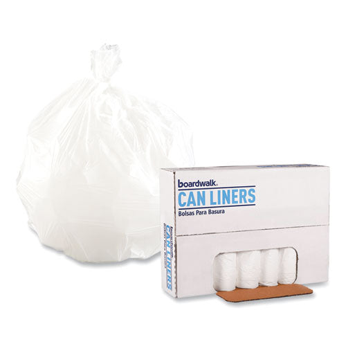 Image of Boardwalk® Low-Density Waste Can Liners, 16 gal, 0.4 mil, 24" x 32", White, Perforated Roll, 25 Bags/Roll, 20 Rolls/Carton