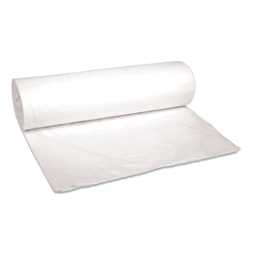 Image of Boardwalk® Low-Density Waste Can Liners, 45 gal, 0.6 mil, 40" x 46", White, Perforated Roll, 25 Bags/Roll, 4 Rolls/Carton