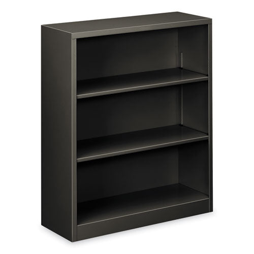 Image of HON® Metal Bookcase, Three-Shelf, 34.5w x 12.63d x 41h, Charcoal