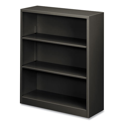 Image of HON® Metal Bookcase, Three-Shelf, 34.5w x 12.63d x 41h, Charcoal