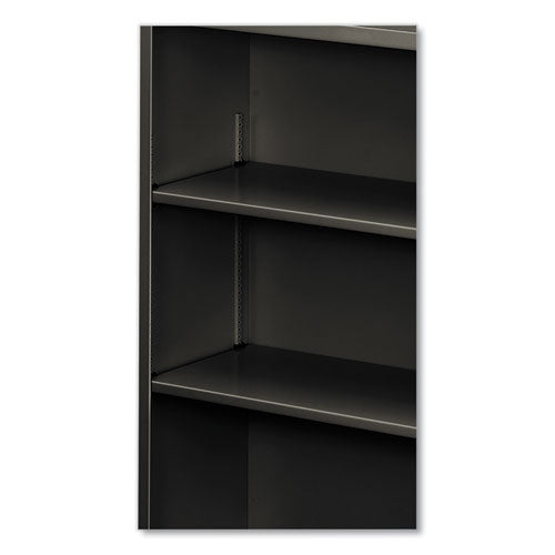 Image of HON® Metal Bookcase, Three-Shelf, 34.5w x 12.63d x 41h, Charcoal