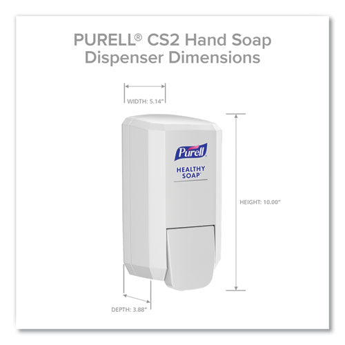 Image of PURELL® Cs2 Hand Sanitizer Dispenser, 1,000 Ml, 5.14 X 3.83 X 10, White, 6/carton