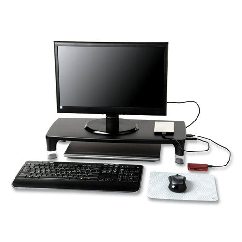 Image of 3M Monitor Stand Ms100b, 21.6 X 9.4 X 2.7 To 3.9, Black/clear, Supports 33 Lb