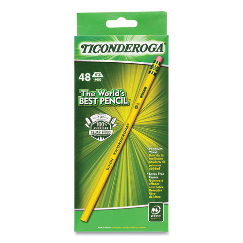 Image of Ticonderoga® Pencils, Hb (#2), Black Lead, Yellow Barrel, 48/pack