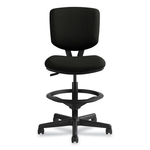 Image of HON® Volt Series Leather Adjustable Task Stool, Supports Up To 275 Lb, 22.88" To 32.38" Seat Height, Black
