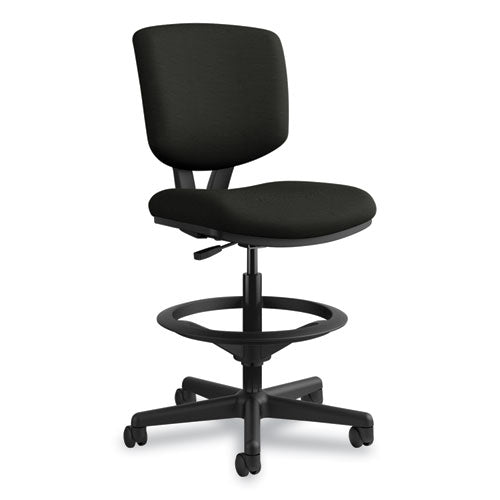 Image of HON® Volt Series Leather Adjustable Task Stool, Supports Up To 275 Lb, 22.88" To 32.38" Seat Height, Black