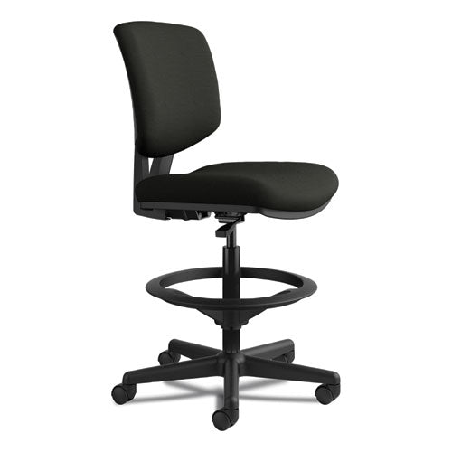 Image of HON® Volt Series Leather Adjustable Task Stool, Supports Up To 275 Lb, 22.88" To 32.38" Seat Height, Black