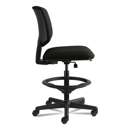 Image of HON® Volt Series Leather Adjustable Task Stool, Supports Up To 275 Lb, 22.88" To 32.38" Seat Height, Black