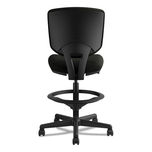 Image of HON® Volt Series Leather Adjustable Task Stool, Supports Up To 275 Lb, 22.88" To 32.38" Seat Height, Black
