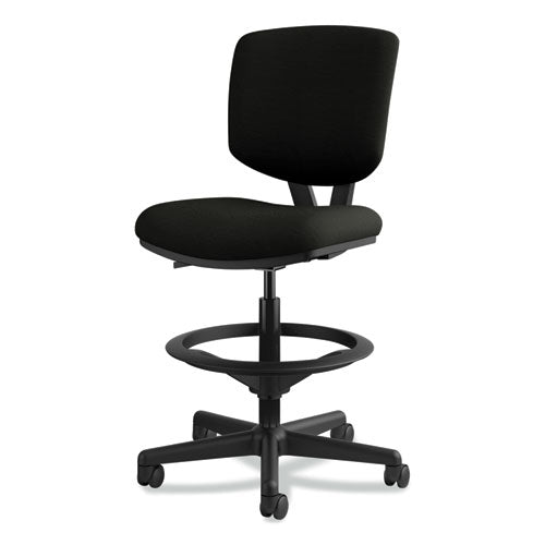 Image of HON® Volt Series Leather Adjustable Task Stool, Supports Up To 275 Lb, 22.88" To 32.38" Seat Height, Black