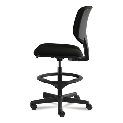 Image of HON® Volt Series Leather Adjustable Task Stool, Supports Up To 275 Lb, 22.88" To 32.38" Seat Height, Black