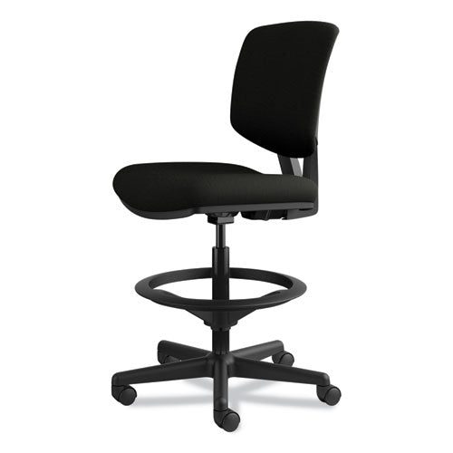 Image of HON® Volt Series Leather Adjustable Task Stool, Supports Up To 275 Lb, 22.88" To 32.38" Seat Height, Black