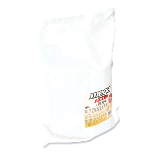 Image of 2XL Gym Wipes Mega Roll Refill, 8 x 8, Unscented, White, 1,200/Roll, 2 Rolls/Carton
