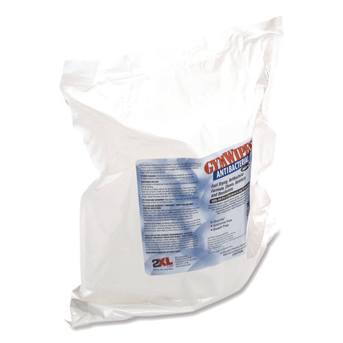 Image of 2XL Antibacterial Gym Wipes Refill, 1-Ply, 6 x 8, Unscented, White, 700 Wipes/Pack, 4 Packs/Carton