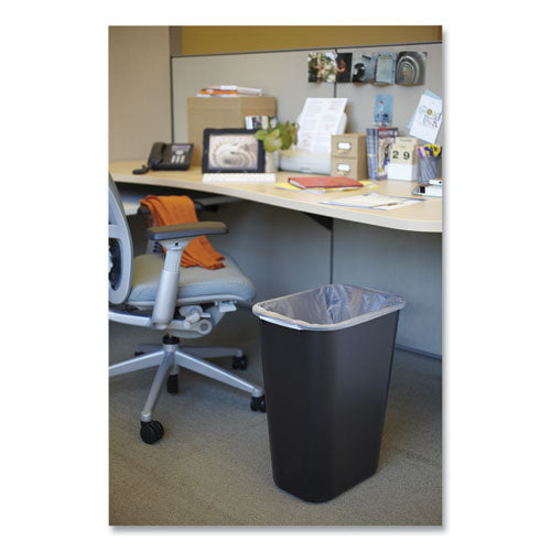 Image of Rubbermaid® Commercial Deskside Plastic Wastebasket, 10.25 gal, Plastic, Black