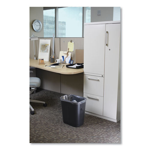 Image of Rubbermaid® Commercial Deskside Plastic Wastebasket, 3.5 gal, Plastic, Black
