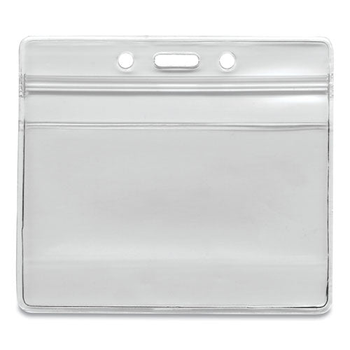 Image of Advantus Resealable ID Badge Holders, Horizontal Orientation, Transparent Frost 4.13" x 3.75" Holder, 4" x 2.81" Insert, 50/Pack