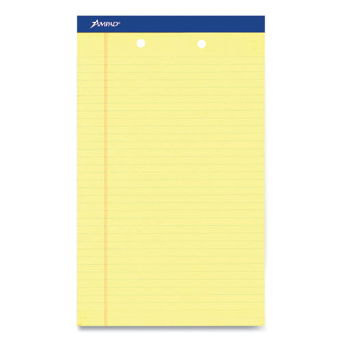 Image of Ampad® Perforated Writing Pads, Wide/legal Rule, 50 Canary-Yellow 8.5 X 14 Sheets, Dozen