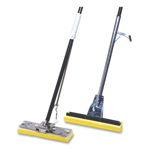 Image of Rubbermaid® Commercial Steel Sponge Mop, 12" Wide Yellow Cellulose Sponge Head, Bronze Steel Handle