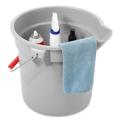Image of Rubbermaid® Commercial 14 Quart Round Utility Bucket, Plastic, Gray, 12" dia