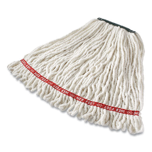 Image of Rubbermaid® Commercial Web Foot Shrinkless Looped-End Wet Mop Head, Cotton/synthetic, Medium, White