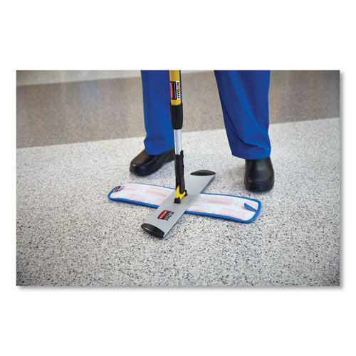 Image of Rubbermaid® Commercial Microfiber Wet Room Pad, Split Nylon/polyester Blend, 18", Blue, 12/carton