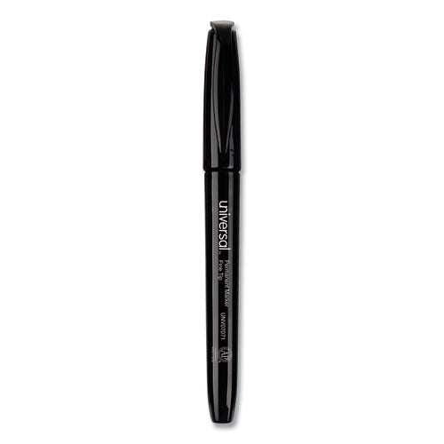 Image of Universal Pen-Style Permanent Marker, Fine Bullet Tip, Black, Dozen