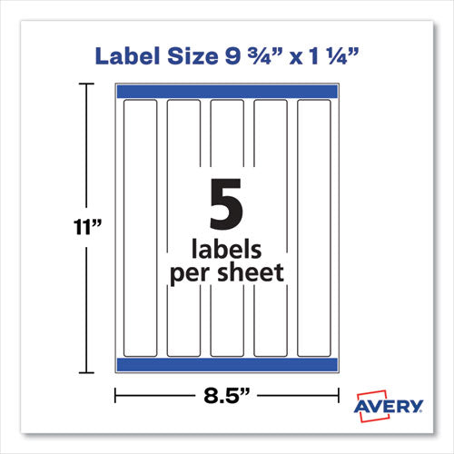 Image of Avery® Water-Resistant Wraparound Labels w/ Sure Feed, 9.75 x 1.25, White, 40/Pack