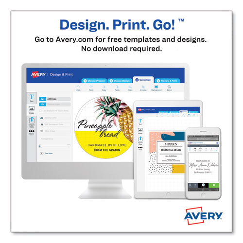 Image of Avery® Oval Labels with Sure Feed and Easy Peel, 1.5 x 2.5, Glossy White, 180/Pack