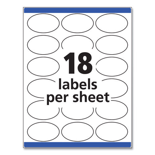 Image of Avery® Oval Print-To-The-Edge Labels, 1.5 X 2.5, White, 18/sheet, 15 Sheets/pack