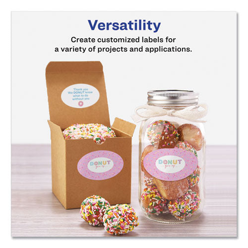 Image of Avery® Oval Labels with Sure Feed and Easy Peel, 1.5 x 2.5, Glossy White, 180/Pack