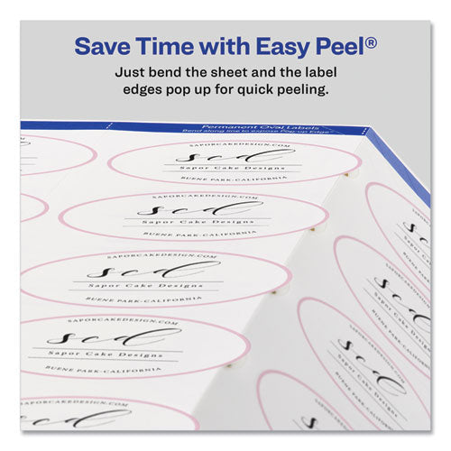 Image of Avery® Oval Labels with Sure Feed and Easy Peel, 1.5 x 2.5, Glossy White, 180/Pack