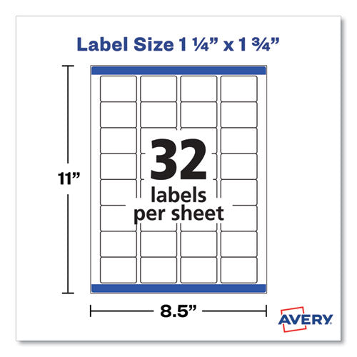 Image of Avery® Removable Durable White Rectangle Labels w/ Sure Feed, 1.25 x 1.75, 256/PK