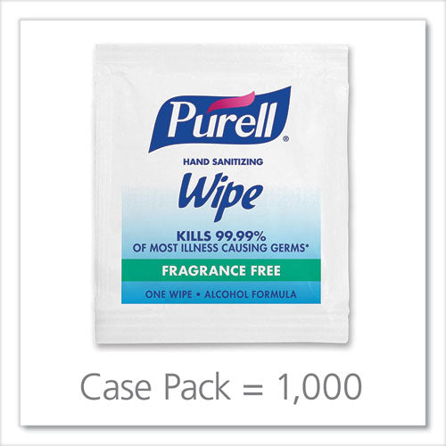 Image of PURELL® Premoistened Sanitizing Hand Wipes, Individually Wrapped, 5 x 7, Unscented, White, 1,000/Carton