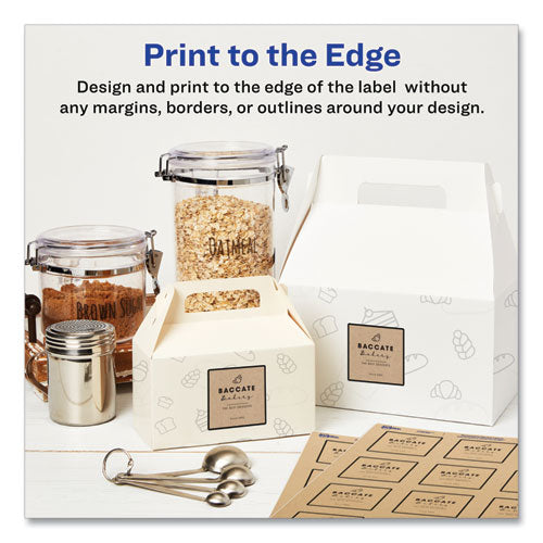Image of Avery® Square Print-To-The-Edge Labels, Inkjet/laser Printers, 2 X 2, Kraft Brown, 12/sheet, 25 Sheets/pack
