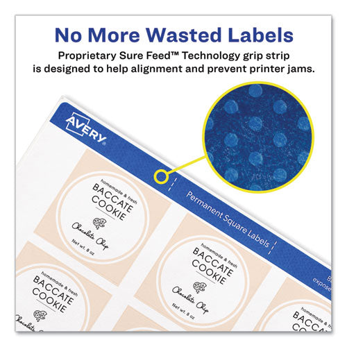 Image of Avery® Square Labels with Sure Feed and TrueBlock, 1.5 x 1.5, White, 600/Pack