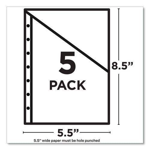 Image of Avery® Small Binder Pockets, Standard, 7-Hole Punched, Assorted, 9.25 x 5.5, 5/Pack
