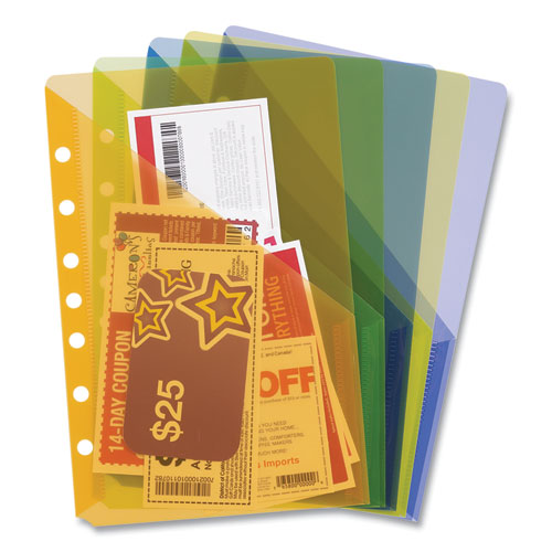 Image of Avery® Small Binder Pockets, Standard, 7-Hole Punched, Assorted, 9.25 x 5.5, 5/Pack