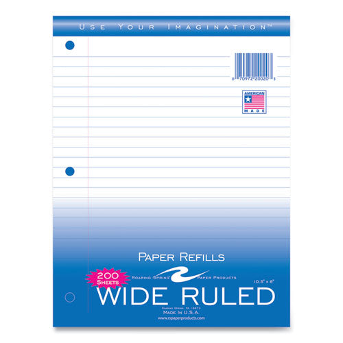 Image of Roaring Spring® Notebook Filler Paper, 3-Hole, 8 X 10.5, Wide/legal Rule, 200/pack