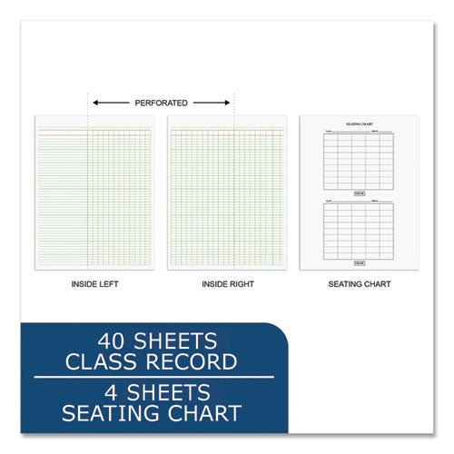 Image of Roaring Spring® Teacher's Record Roll Book, Five To Six Week Term: Two-Page Spread (50 Students), 11 X 8.5, Green/gold Cover