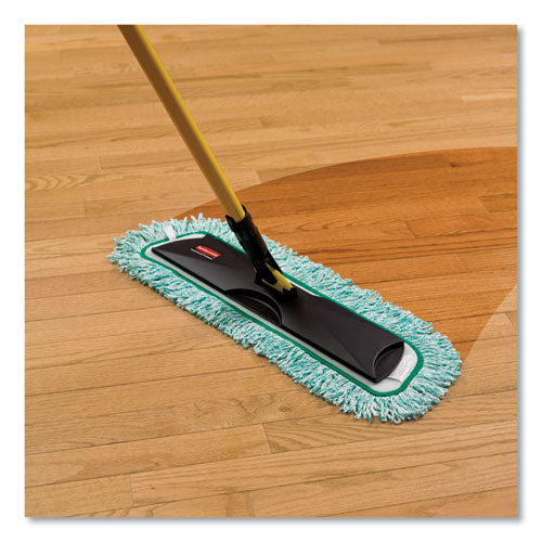 Image of Rubbermaid® Commercial HYGEN Hygen Microfiber Fringed Dust Mop Pad, 24w X 9d, Green