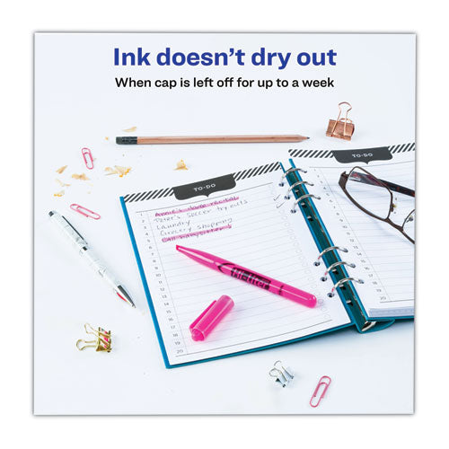 Image of Avery® Hi-Liter Pen-Style Highlighters, Fluorescent Pink Ink, Chisel Tip, Pink/black Barrel, Dozen