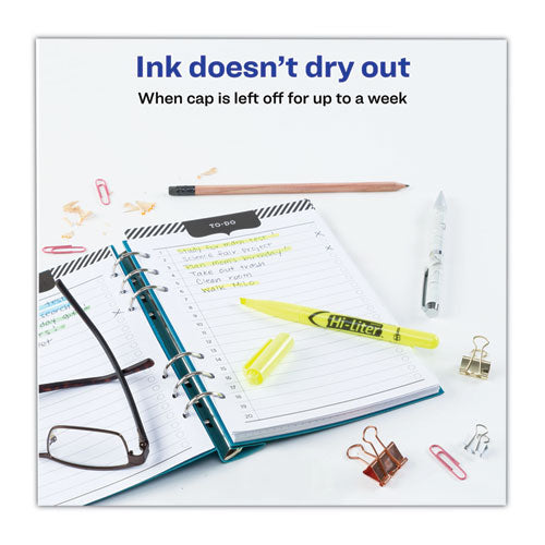 Image of Avery® Hi-Liter Pen-Style Highlighters, Fluorescent Yellow Ink, Chisel Tip, Yellow/black Barrel, Dozen