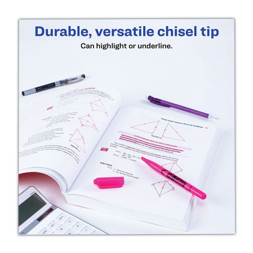 Image of Avery® Hi-Liter Pen-Style Highlighters, Fluorescent Pink Ink, Chisel Tip, Pink/black Barrel, Dozen