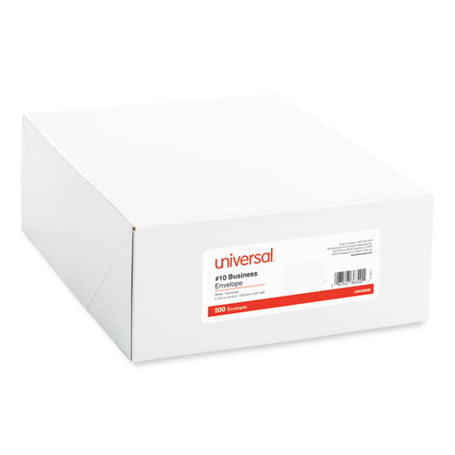 Image of Universal® Open-Side Business Envelope, #10, Commercial Flap, Side Seam, Gummed Closure, 4.13 x 9.5, White, 500/Box