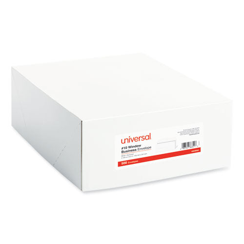 Image of Universal® Open-Side Business Envelope, 1 Window, #10, Square Flap, Gummed Closure, 4.13 x 9.5, White, 500/Box
