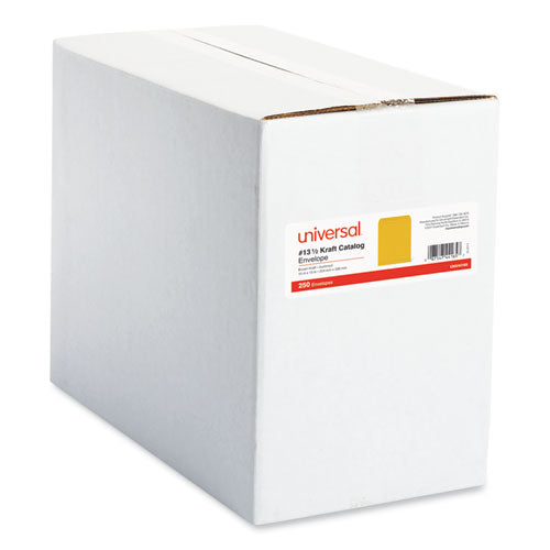 Image of Universal® Catalog Envelope, 28 lb Bond Weight Kraft, #13 1/2, Square Flap, Gummed Closure, 10 x 13, Brown Kraft, 250/Box