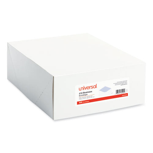 Image of Universal® Open-Side Security Tint Business Envelope, #10, Monarch Flap, Gummed Closure, 4.13 x 9.5, White, 500/Box